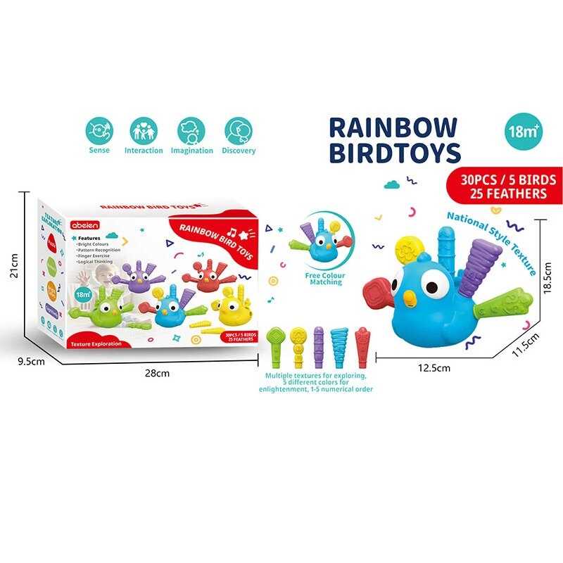 Логічна гра  52114 (24) 5 пташок, 25 пір’їн, сортер, цифри, в коробці