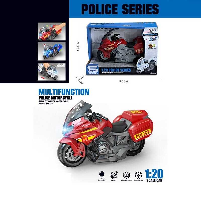 Мотоцикл JS 194 D (72/2) "Поліція", світло, звук, інерція, кермо повертається, масштаб 1:20, в коробці
