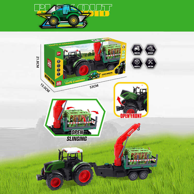 Трактор 687-161 A (18/2) довжина з причепом - 49 см, рухомі елементи, інерція, причіп, 2 фігурки тварин, в коробці