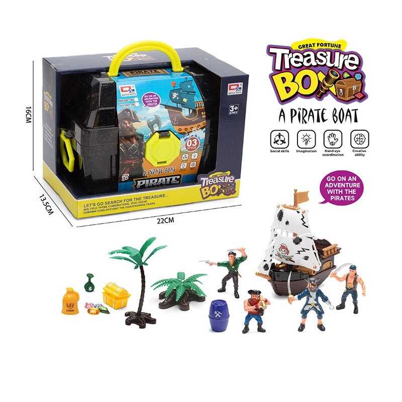 Набір піратів 0807-86 (36) 4 фігурки, корабель, муляжі оточення, аксесуари, в коробці