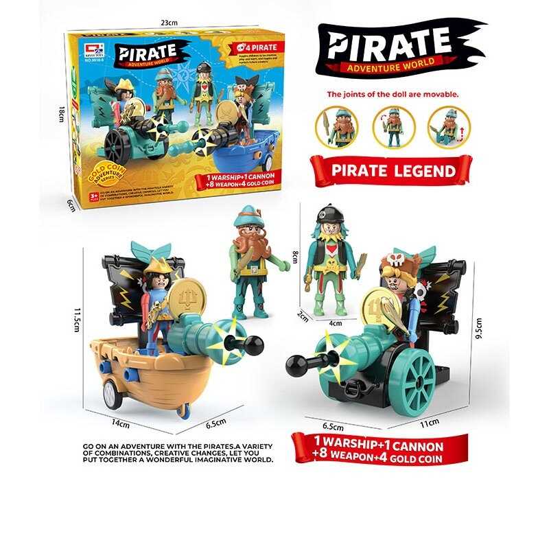Набір піратів 0816-5 (72) 4 фігурки, корабель, гармата, механічний запускач, аксесуари, в коробці