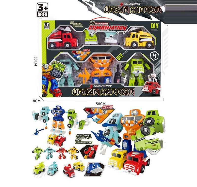 Набір трансформерів 606 C-202 (20) 4 трансформери, збираються в одного робота, зброя, в коробці