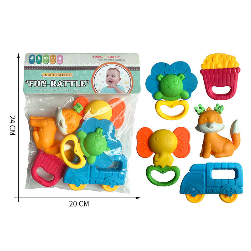 Набір брязкалець JHD 232 (144/2) 5 штук, гумові елементи, в пакеті