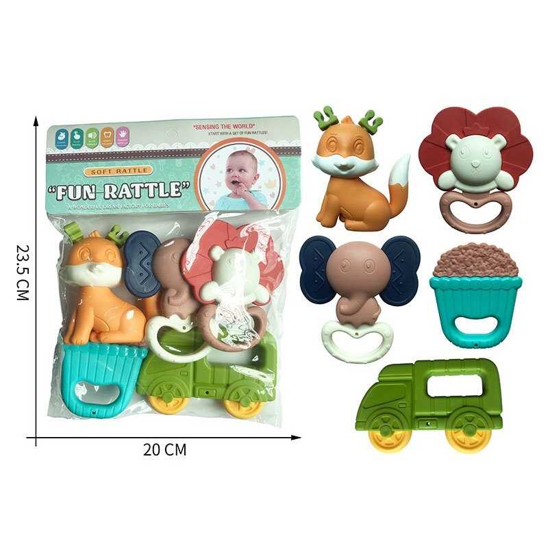 Набір брязкалець JHD 236 (144/2) 5 штук, гумові елементи, в пакеті