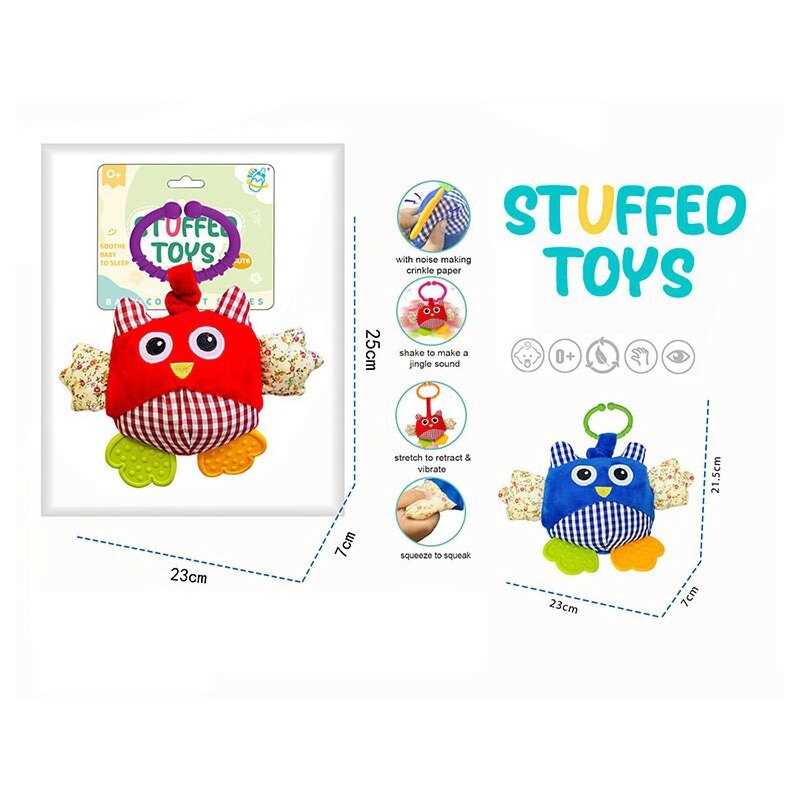 Брязкальце MBX 666-2 A (96) 2 кольори, "Сова", пискавка, гумові елементи, у пакеті