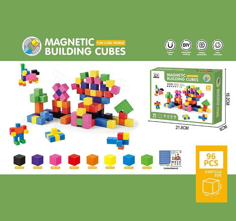Магнітний конструктор 2531 (36/2) 96 деталей, ребро кубика: 2,5 см, в коробці