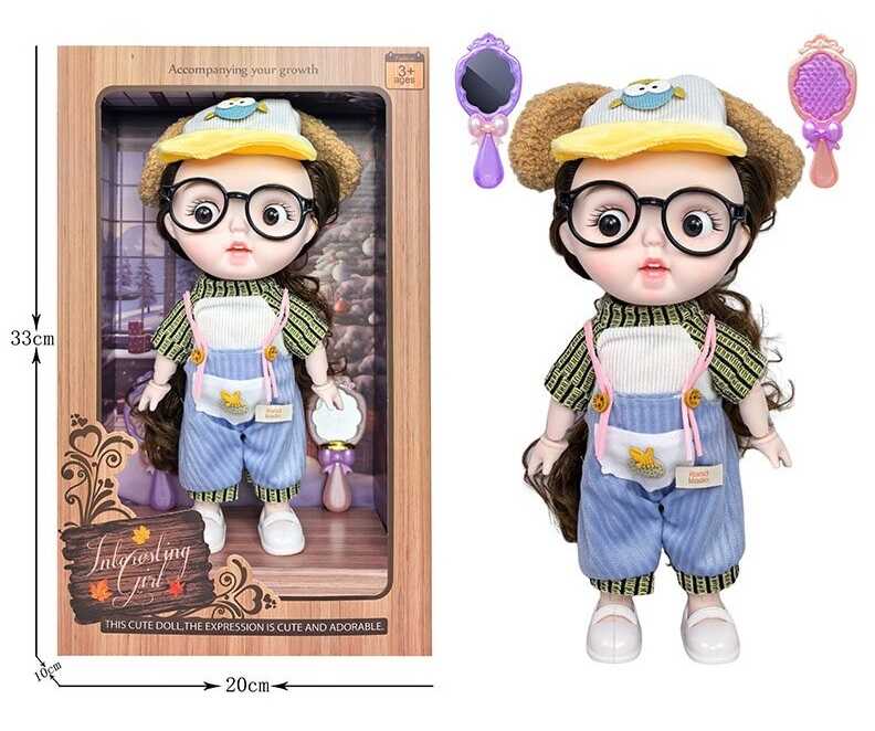 Лялька 3808 B20 (36/2) висота 27 см, пісні англійською, вітається, сміється, підсвічування, шарнірні кінцівки, окуляри, дзеркальце, щітка, в коробці
