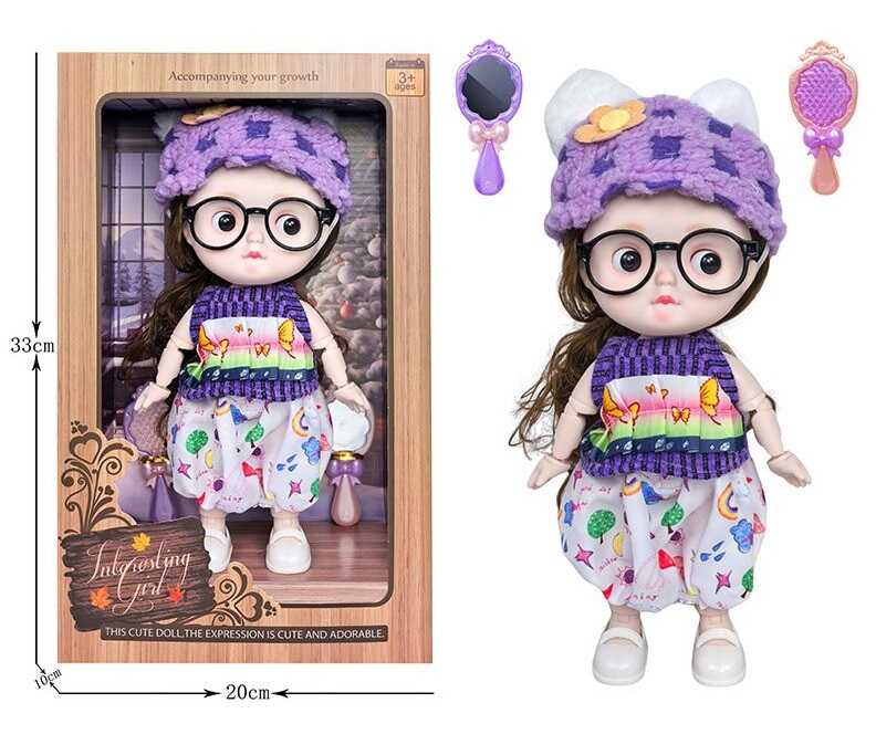 Лялька 3808 B24 (36/2) висота 27 см, пісні англійською, вітається, сміється, підсвічування, шарнірні кінцівки, окуляри, дзеркальце, щітка, в коробці