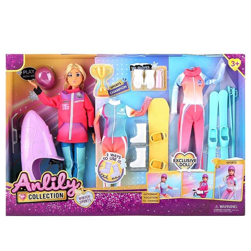 Лялька 616281 (12) висота 30 см, шарнірні кінцівки, одяг, снігохід, лижі, сноуборд, аксесуари, в коробці
