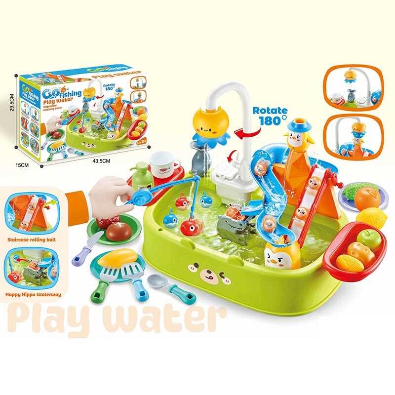 Риболовля H 365 A Штрихкод=00198 (18) мийка, автоматичний принцип роботи крана, лійка, кульки, вудка, рибки, продукти, посуд, гірки, в коробці