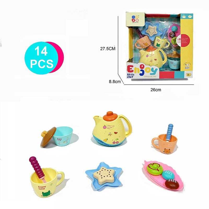 Набір посуду ABS 686-27 (48/2) 14 елементів, чайник, чашки, муляжі солодощів, в коробці