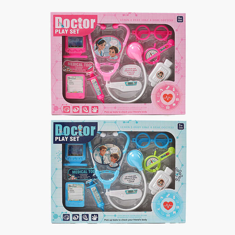 Набір лікаря 0407 /0408 (60/2) 2 види, ВИДАЄТЬСЯ МІКС, стетоскоп, окуляри, термометр, в коробці