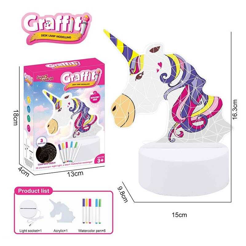 Нічник 26003 (120) працює від мережі, підсвічування, 3 кольори світла, фломастери, USB кабель, в коробці