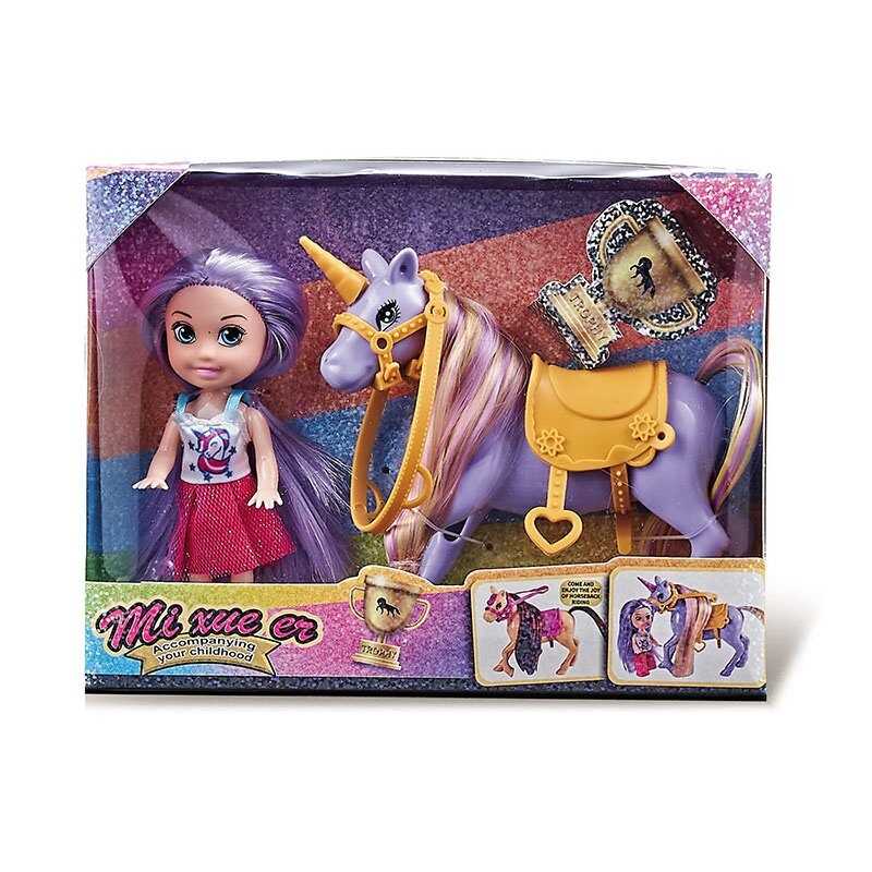 Лялька 8679-2 (72) висота: 10 см, знімний одяг та взуття, голова - гума, тіло та кінцівки - пластик, єдиноріг: 13х12.5, гумова упряж, в коробці