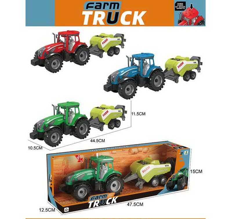 Трактор 0488-304 C (36/2) 3 кольори, причіп, розмір: 44.5х10.5х11.5 см, інерція, звук, в коробці, ВИДАЄТЬСЯ ТІЛЬКИ МІКС ВИДІВ