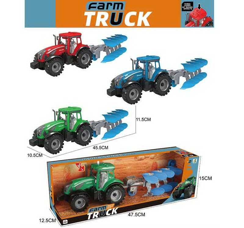 Трактор 0488-308 C (36/2) 3 кольори, плуг, розмір: 45.5х10.5х11.5 см, інерція, звук, в коробці, ВИДАЄТЬСЯ ТІЛЬКИ МІКС ВИДІВ