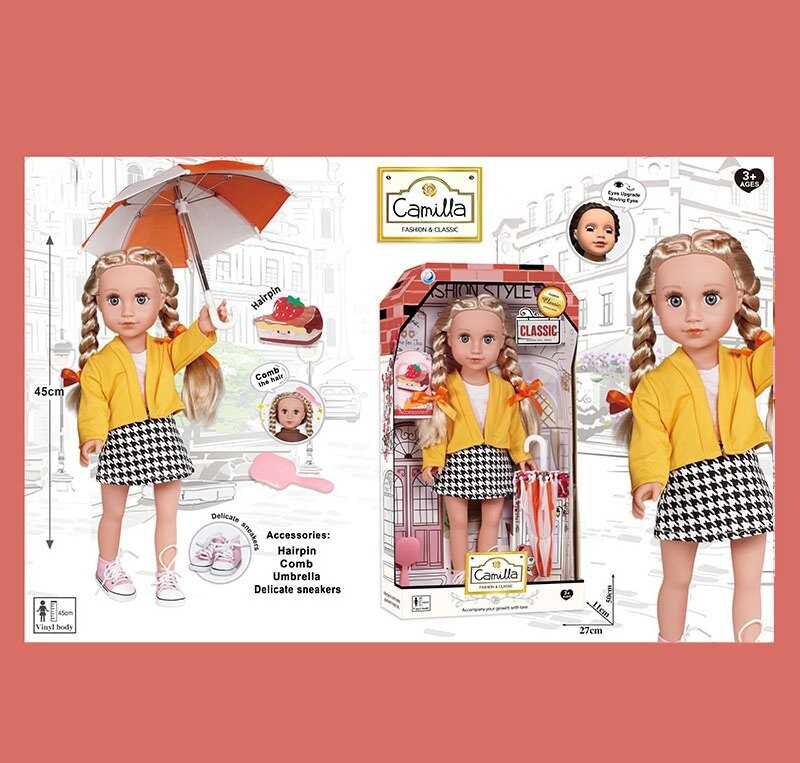 Лялька A 931 D (24/2) висота: 45 см, імітація скляних очей, закриває очі, прошите волосся, гребінець, аксесуари, в коробці
