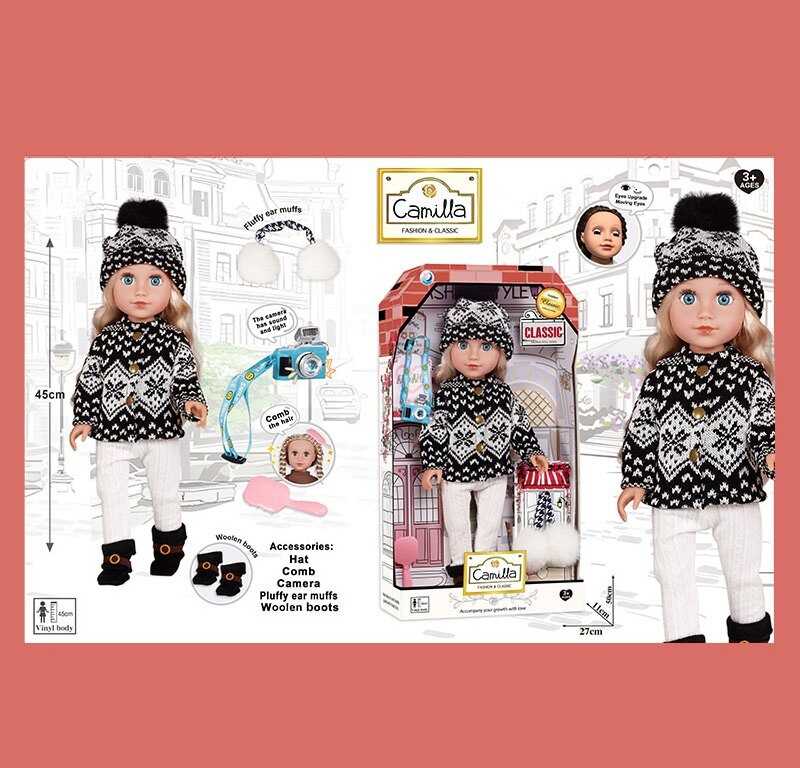 Лялька A 931 E (24/2) висота: 45 см, імітація скляних очей, закриває очі, прошите волосся, гребінець, аксесуари, в коробці