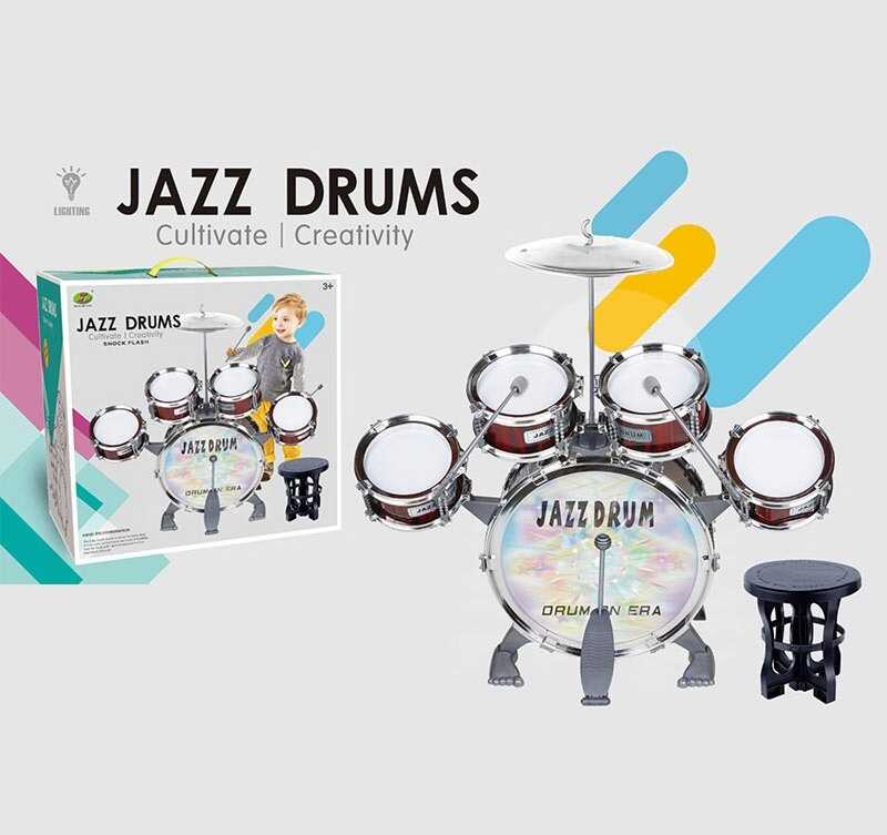 Барабан 586-370 (12) підсвічування, барабанні палички, стілець, мікрофон, в коробці