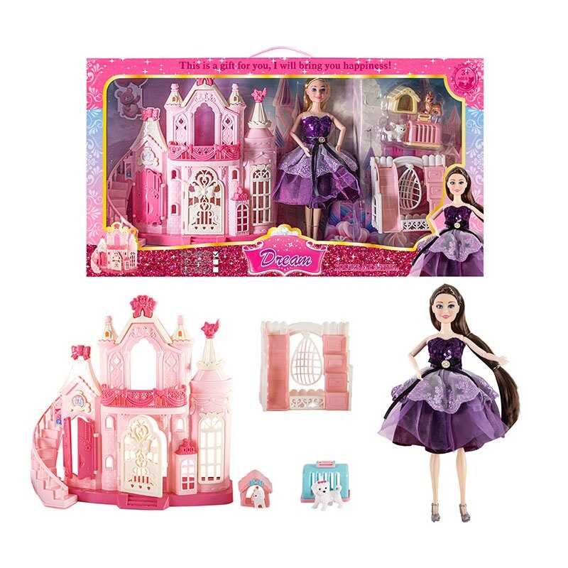 Лялька 8932 (12) висота: 30 см, шарнірні з’єднання рук, знімний одяг та взуття, замок: 25х28 см, улюбленці, аксесуари, в коробці