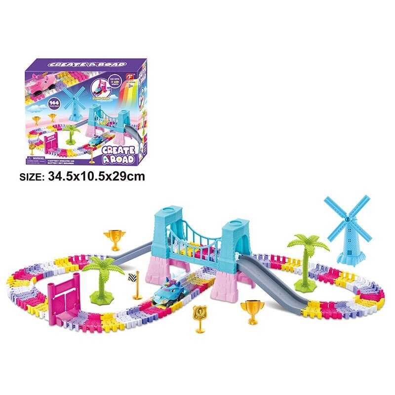 Трек CF 2420 (18) машинка на батарейках, підсвічування, 2 рівні, ворота, в коробці