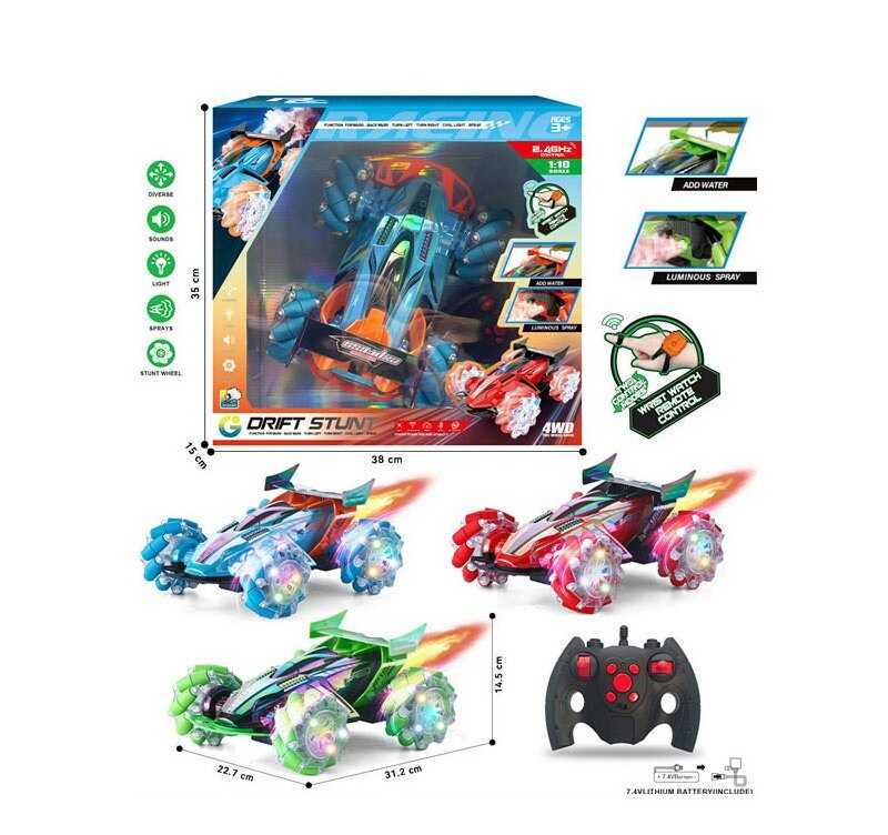 Машина на радіокеруванні 1004 (18/2) 3 кольори, акумулятор 7.4 V, пульт 2.4 GHz, 4WD, масштаб 1:10, звуки, підсвічування, в коробці, ВИДАЄТЬСЯ МІКС