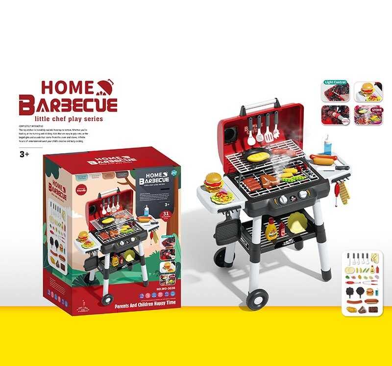 Гриль WD 503 B (8) підсвічування, звуки, парогенерація, продукти, посуд, від батарейок, працює від "розпалювача", в коробці