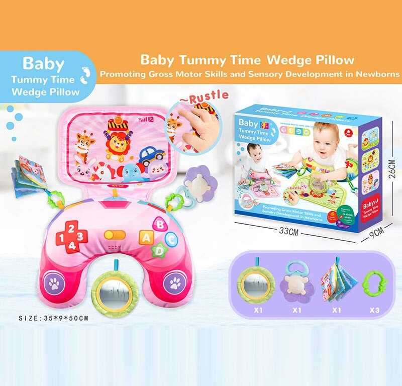 Розвивальна подушка 713 (48) шелесткі елементи, брязкальце, люстерко, м’яка книжечка, гумовий прорізувач, в коробці