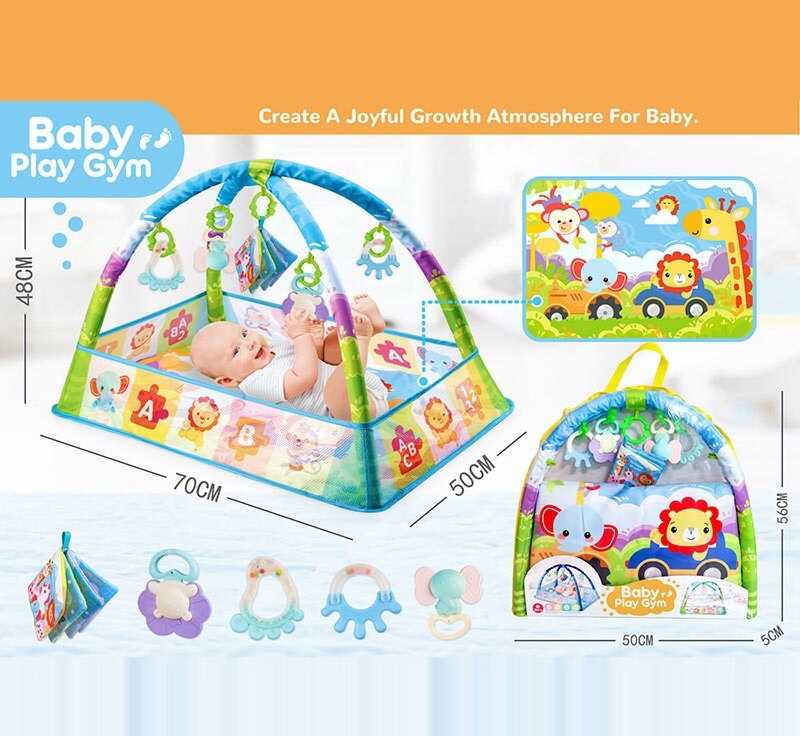 Килимок 514 (24) розмір 50х70х48 см, бортики, 2 еластичні дуги, шелестка книжечка, підвіски, гумові елементи, в сумці