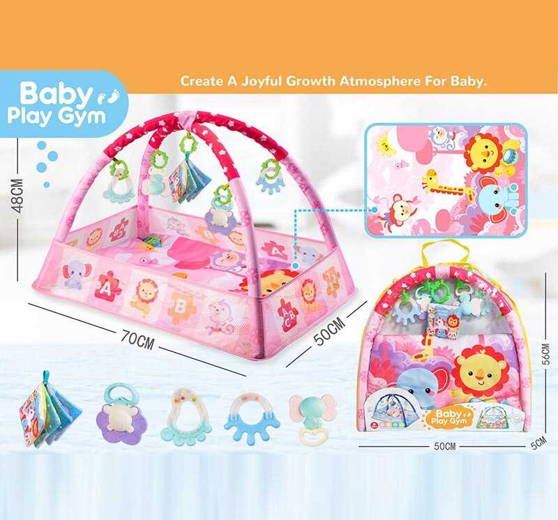 Килимок 515 (24) розмір 50х70х48 см, бортики, 2 еластичні дуги, шелестка книжечка, підвіски, гумові елементи, в сумці