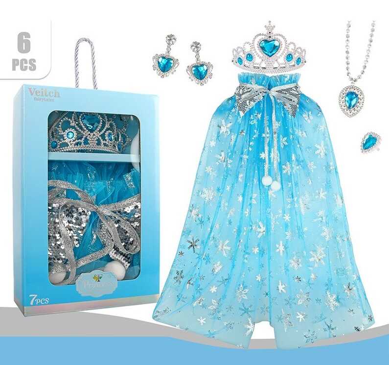 Набір прикрас SP-X 06-4 (60) корона, сережки, намисто, каблучка, накидка, в коробці