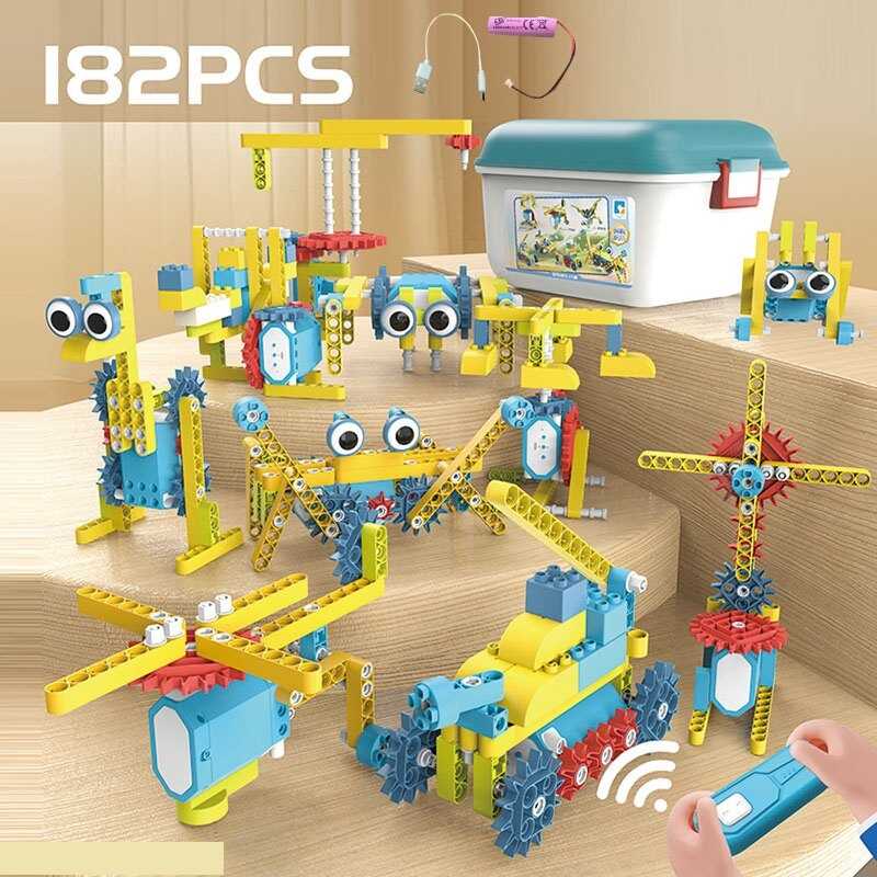 Конструктор на радіокеруванні YQ 002 (18) 182 деталі, автоматичний рух, колесо вільного ходу, рух вперед-назад, акумулятор 3.7 V, пульт керування, в боксі 