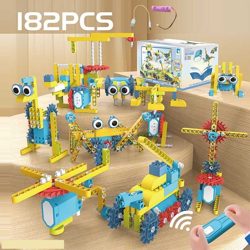 Конструктор на радіокеруванні YQ 003 (18) 182 деталі, автоматичний рух, колесо вільного ходу, рух вперед-назад, акумулятор 3.7 V, пульт керування, в коробці