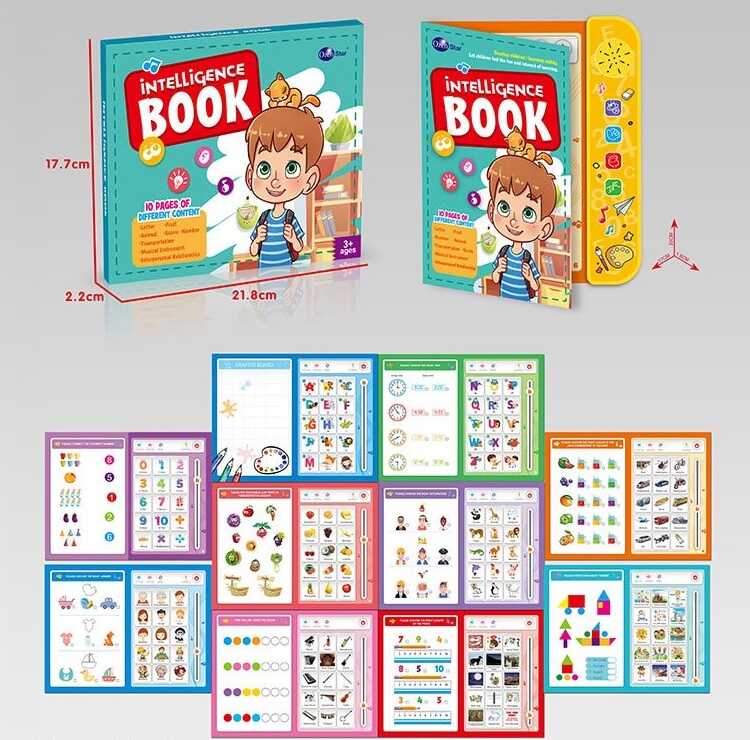 Інтерактивна книга 3112 (96/2) 10 сторінок, маркер, іспит, озвуч. англ. мовою, пісні, інструменти, транспорт, тварини, фрукти, абетка, в коробці