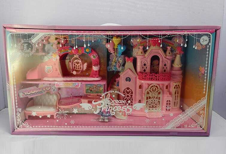 Замок 1788-7 (12) 2 поверхи, меблі, гойдалка, аксесуари, фігурка кролика, в коробці