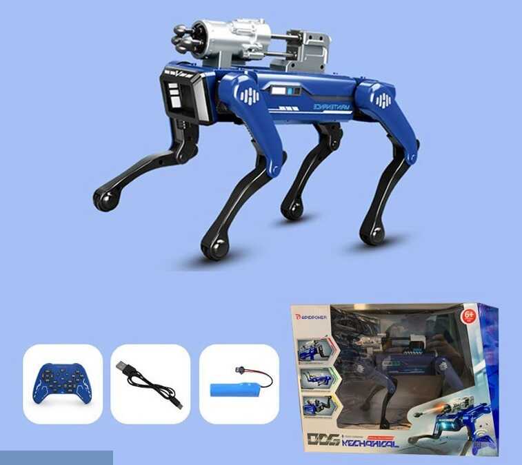 Пес на радіокеруванні 8020 (8) акумулятор  3.7 V, пульт 2.4 Ghz, звуки, мелодії, підсвічування, керування голосом, стріляє зарядами, в коробці