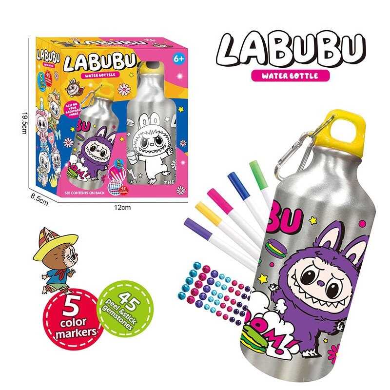 Набір для творчості JX 20420 L (60/2) пляшка для води, 5 маркерів, наклейки-стрази, в коробці