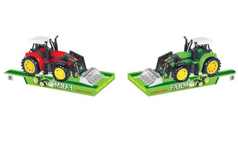 Трактор 1216-3 A (60/2) 2 види, довжина 24 см, інерція, навісне обладнання, рухомі деталі, пластикові колеса, в слюді 
