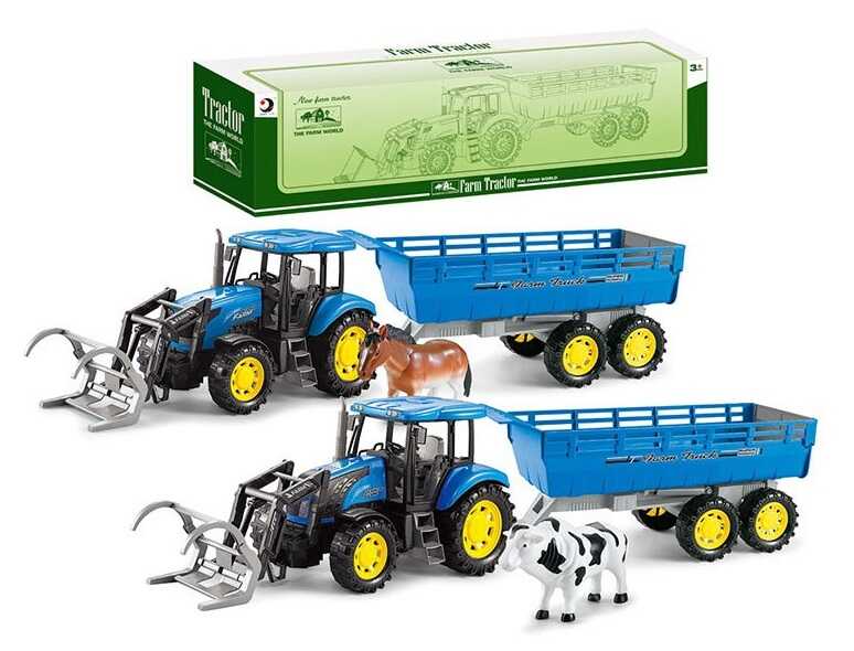 Трактор 1510-2 A (8) фігурка тварини, довжина з причепом 79 см, рухомі елементи, інерція, знімний причіп, в коробці