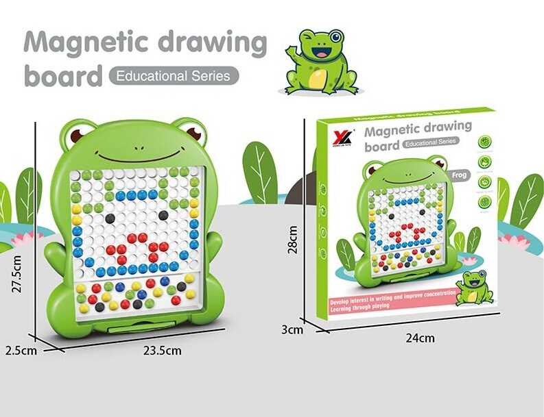 Магнітна мозаїка 656 (72/2) "Жабеня", магнітний стилус, кульки, розмір дошки: 23.5х27.5х2.5 см, в коробці