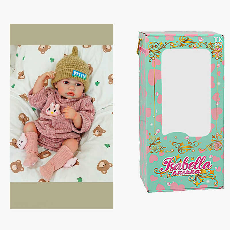 Пупс QM 24104 (12) "TK Group", функціональний, датчик руху, звуки, засинає, висота: 42 см, гумовий, пустушка, пляшечка, памперс, шкарпетки, в коробці