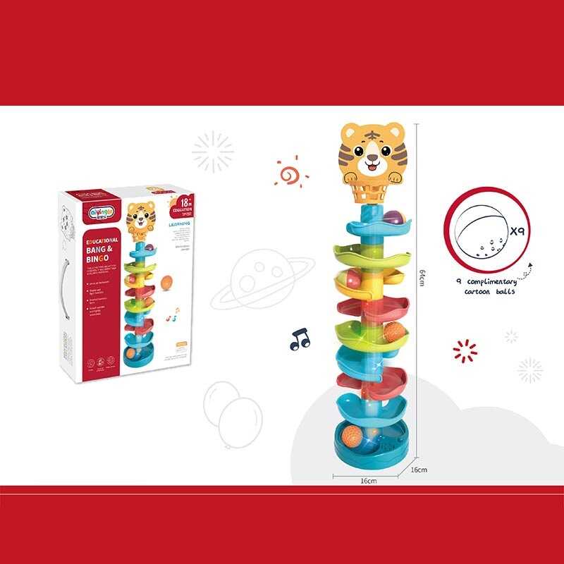 Гра з кулькою 668-79 C (24) мелодії, звук, підсвічування, 9 м’ячиків, 8 ярусів, тигреня, в коробці