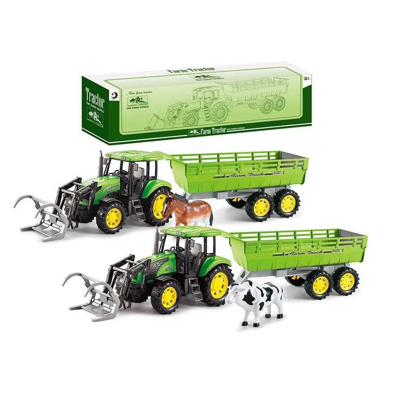 Трактор 1510-2 B (8) фігурка тварини, довжина з причепом 79 см, рухомі елементи, інерція, знімний причіп, в коробці