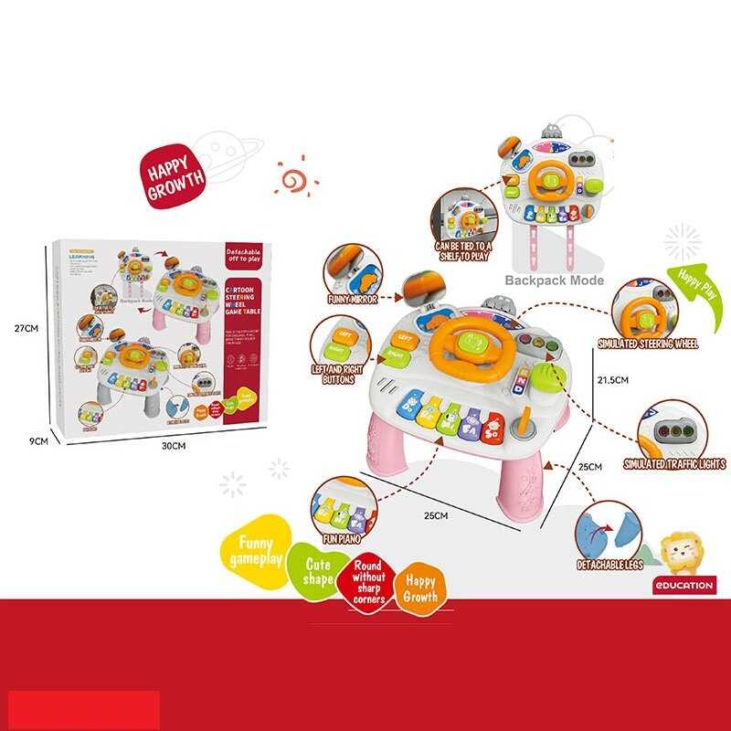 Ігровий музичний столик 368-48 P (24) кермо із сигналом, 5 клавіш піаніно з нотами, звук газу, поворотників, ключ запалювання, ремінці, в коробці