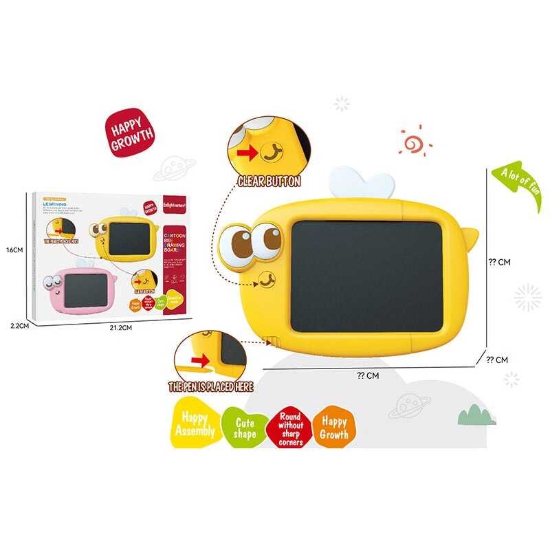 Дошка для малювання 99-25 Y (96) розмір: 21.5х15.5 см, LCD - екран, кольоровий малюнок, стилус, кнопка стирання, в коробці