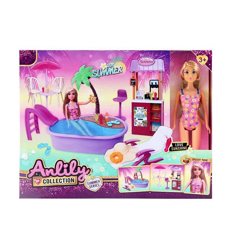 Лялька 616610 (18) висота: 29 см, знімний одяг та взуття, басейн, магазинчик, гірка, аксесуари, в коробці 