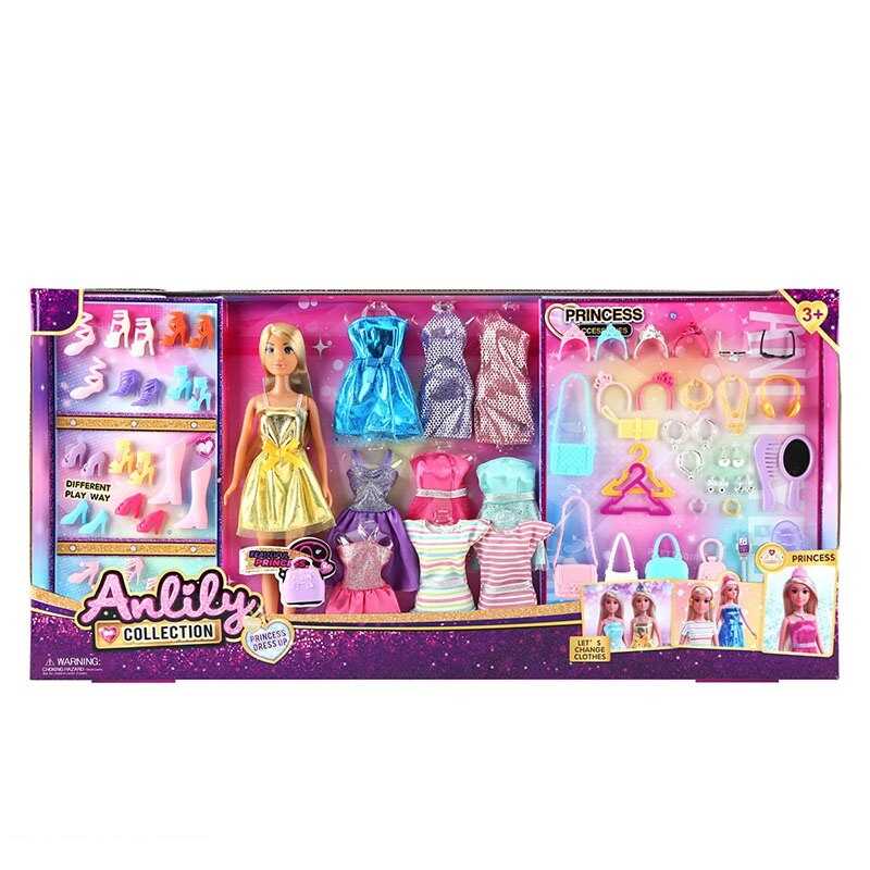 Лялька з аксесуарами 616615 (12) висота: 30 см, прошите волосся, знімний одяг та взуття, додаткові 12 пар взуття, додат.9 суконь, аксесуари, в коробці