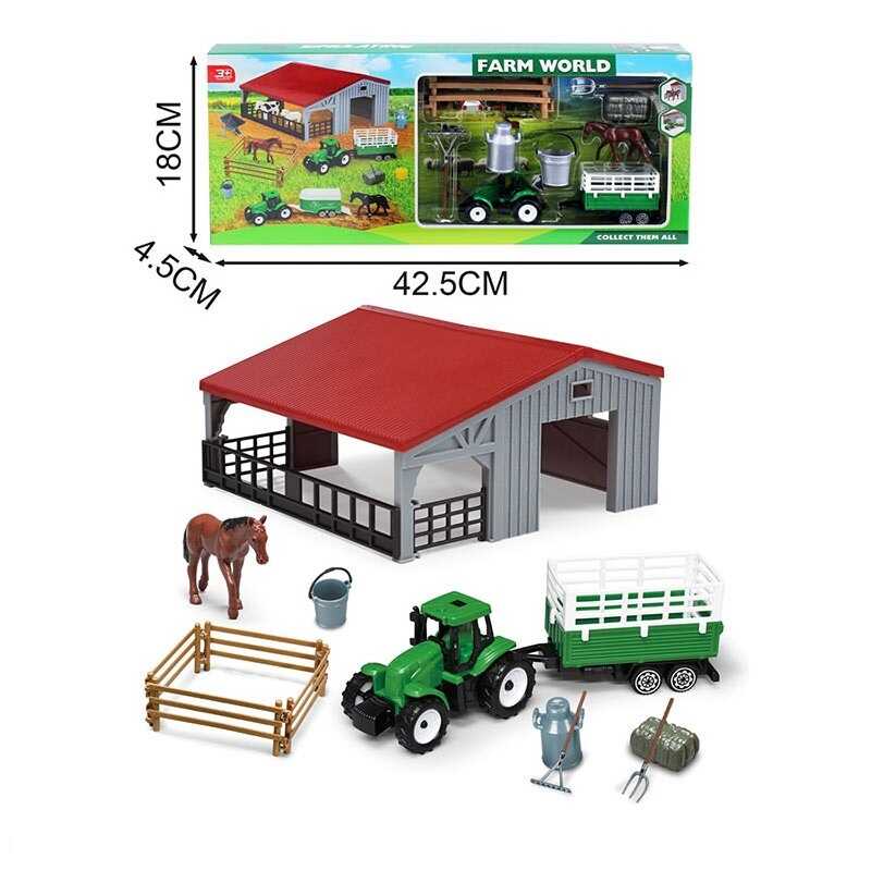 Ферма 798 A189 (72/2)  трактор, причеп, огорожа, свійська тварина, аксесуари, в коробці
