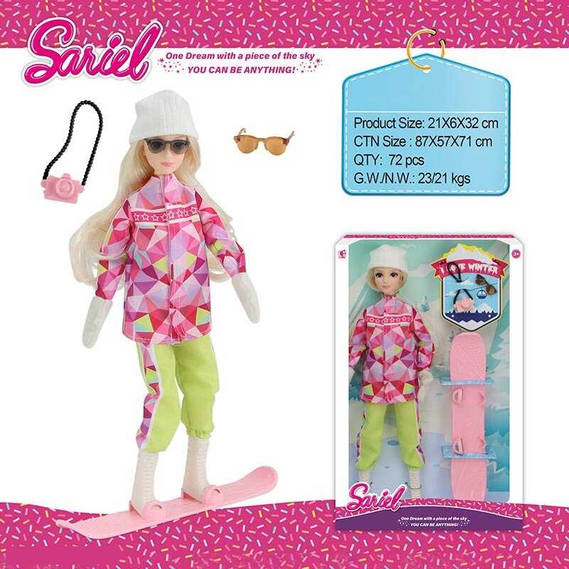 Лялька 92011 C (72/2) вис: 30 см, шарнірні з’єднання, голова і руки: гума, тіло і ноги: пластик, знімний одяг, взуття, сноуборд, аксесуари, в коробці