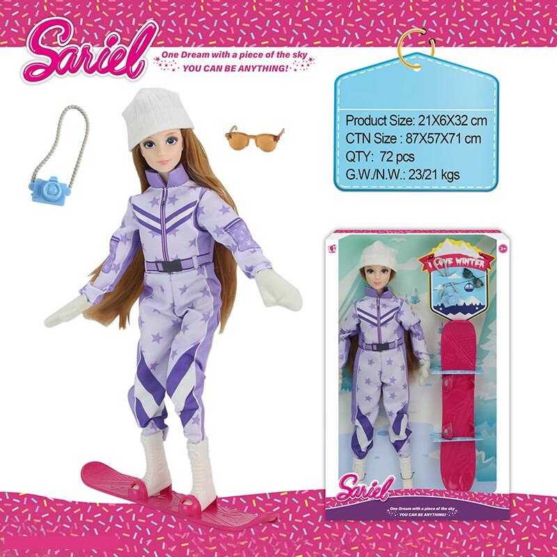 Лялька 92011 D (72/2) вис: 30 см, шарнірні з’єднання, голова і руки: гума, тіло і ноги: пластик, знімний одяг, взуття, сноуборд, аксесуари, в коробці